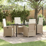 Set da Pranzo per Giardino con cuscino 5 pcs Beige polyrattan