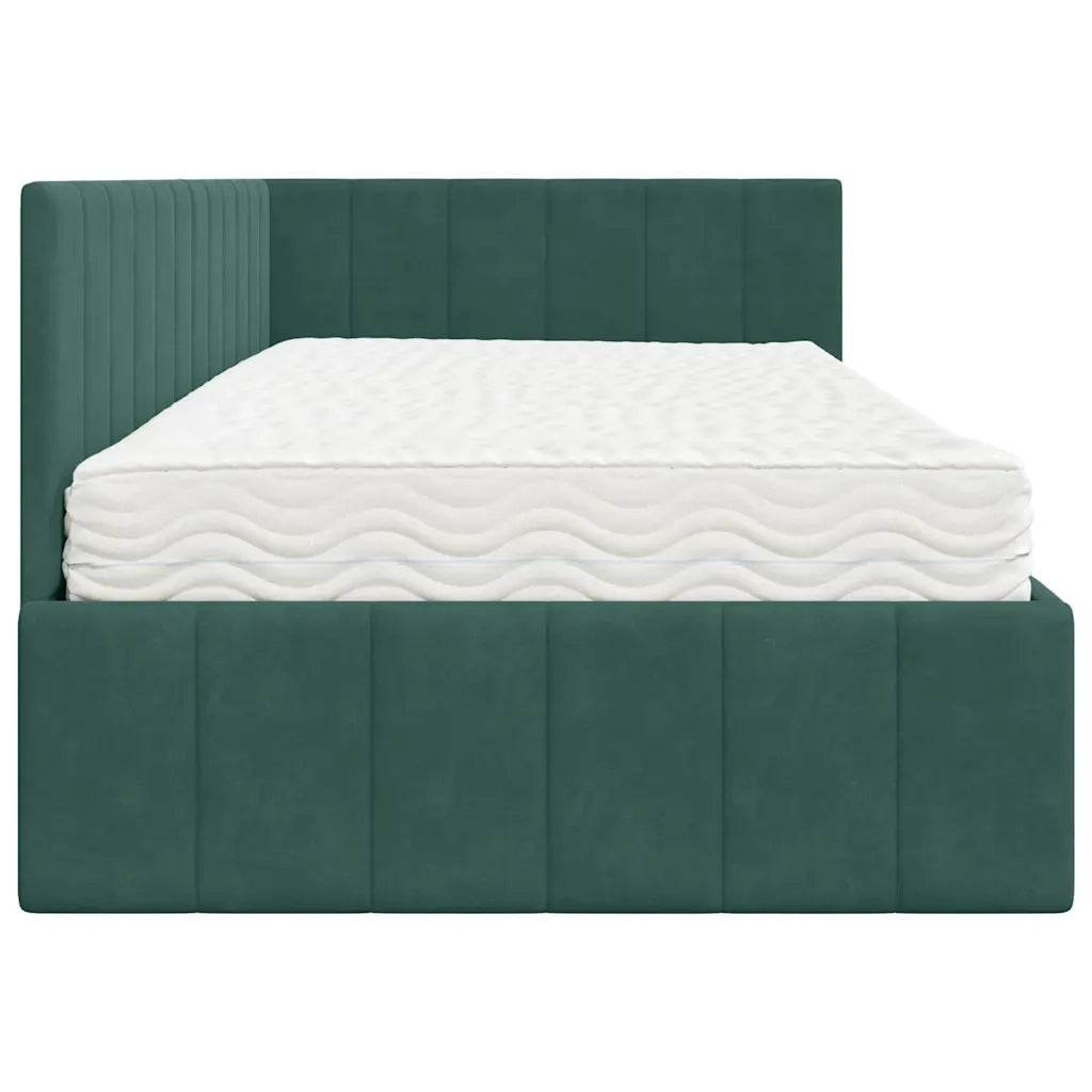 Struttura Letto Angolare con Materasso 2 pcs Verde Velluto 3393850