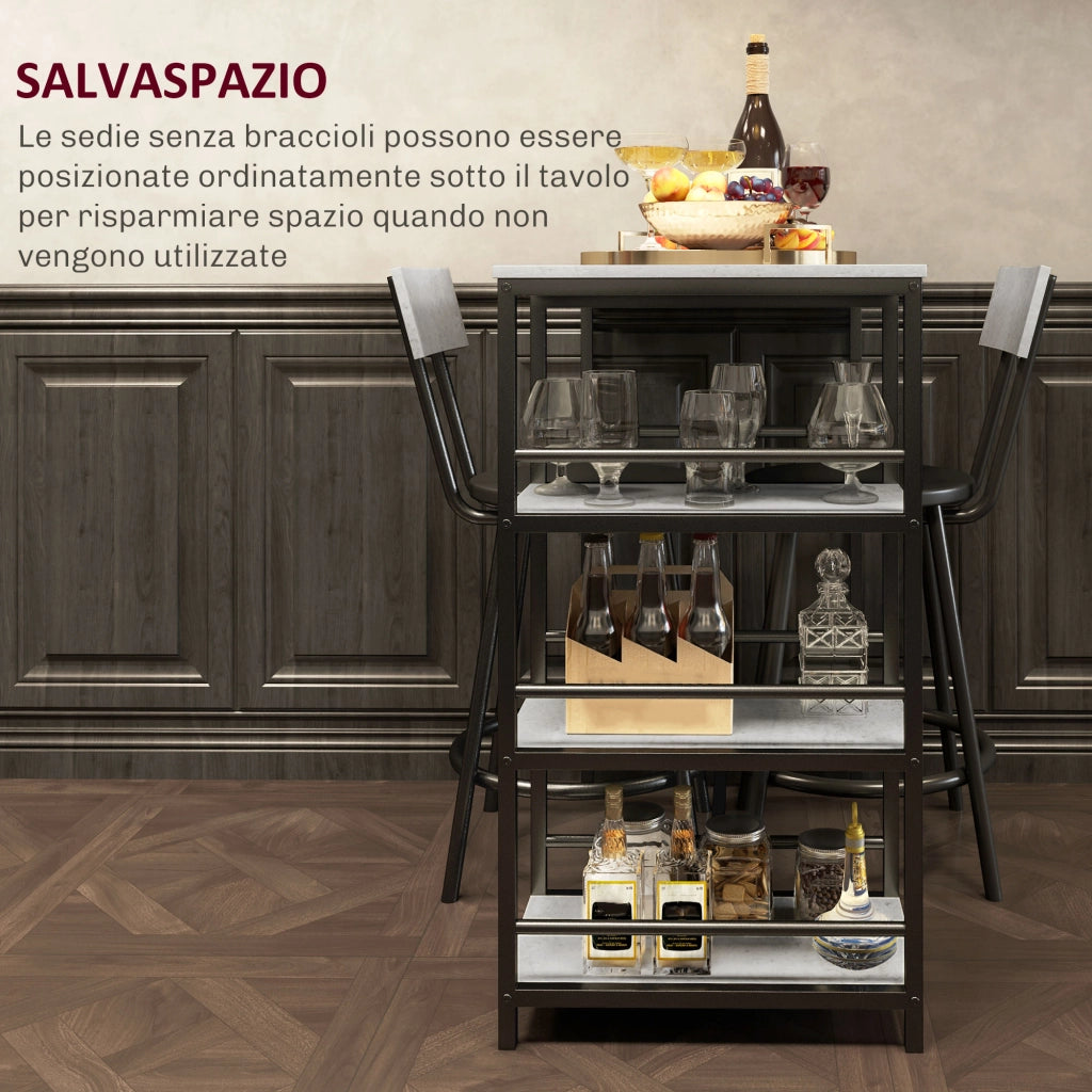Set Sedie da Bar con Bancone ¨C Minimal ¨C Grigio Chiaro