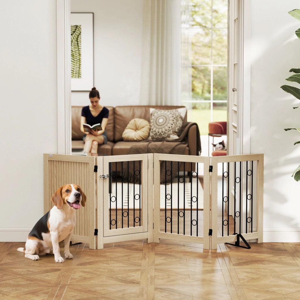 Cancelletto per Animali ¨C Xylo ¨C 4 Pannelli MDF Acciaio con Porta