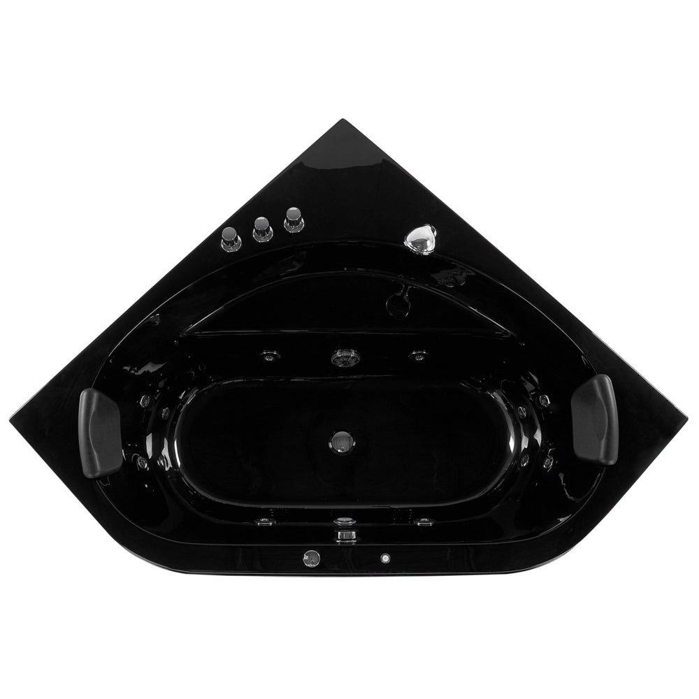 Vasca Idromassaggio Angolare Nero Sanitario Acrilico LED 140 cm