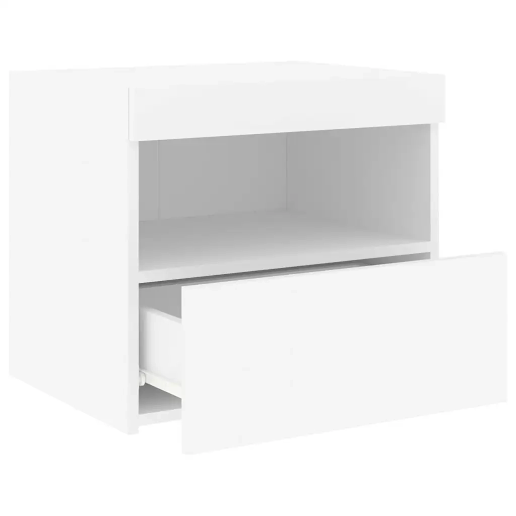 Set di 2 Comodini | Armadio da Notte | Mobiletto da notte con Luci LED Bianchi 50x40x45 cm