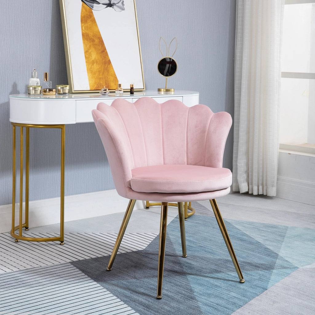 Poltrona in velluto con gambe in metallo dorato ¨C Minimal ¨C 67x64x77 cm rosa
