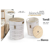 Cesta tonda bianca con coperchio ø40x52 cm