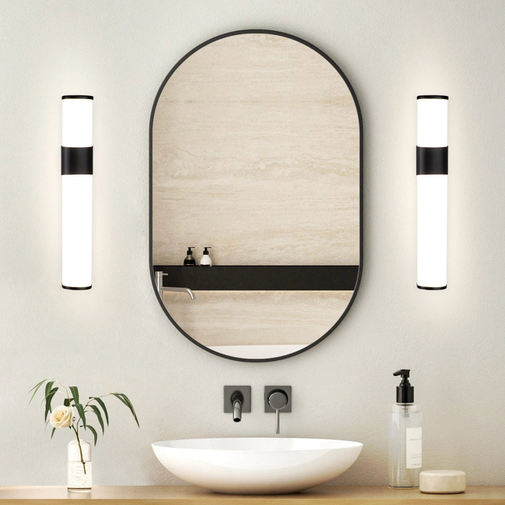 ZMH Lampada da specchio per bagno a LED 6W nera da parete per bagno 30 cm