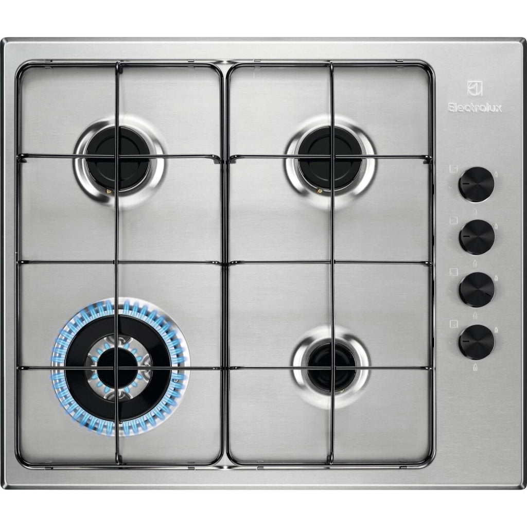 Electrolux EGS6414X Piano cottura a gas 60 cm 4 fuochi Wok multicorona 4000 W comandi laterali accensione elettronica Sicurgas colore Inox