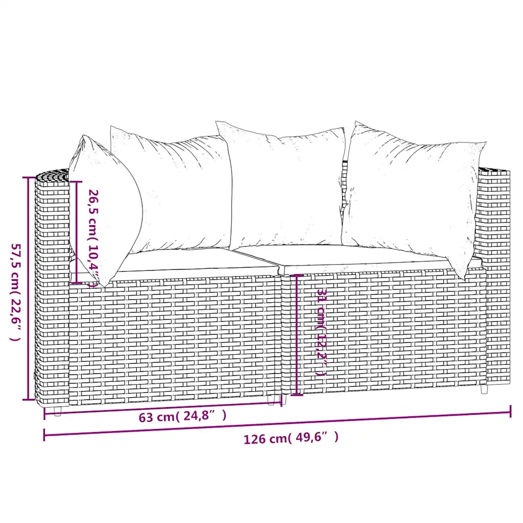 Divani Angolari da Giardino con Cuscini 2pz Polyrattan Marrone 319838