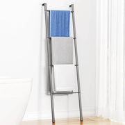 Houder per asciugamani in metallo grigio - scala decorativa per asciugamani per bagno, soggiorno e cucina - ripiano per asciugamani, coperte e altro - 4 livelli design grigio