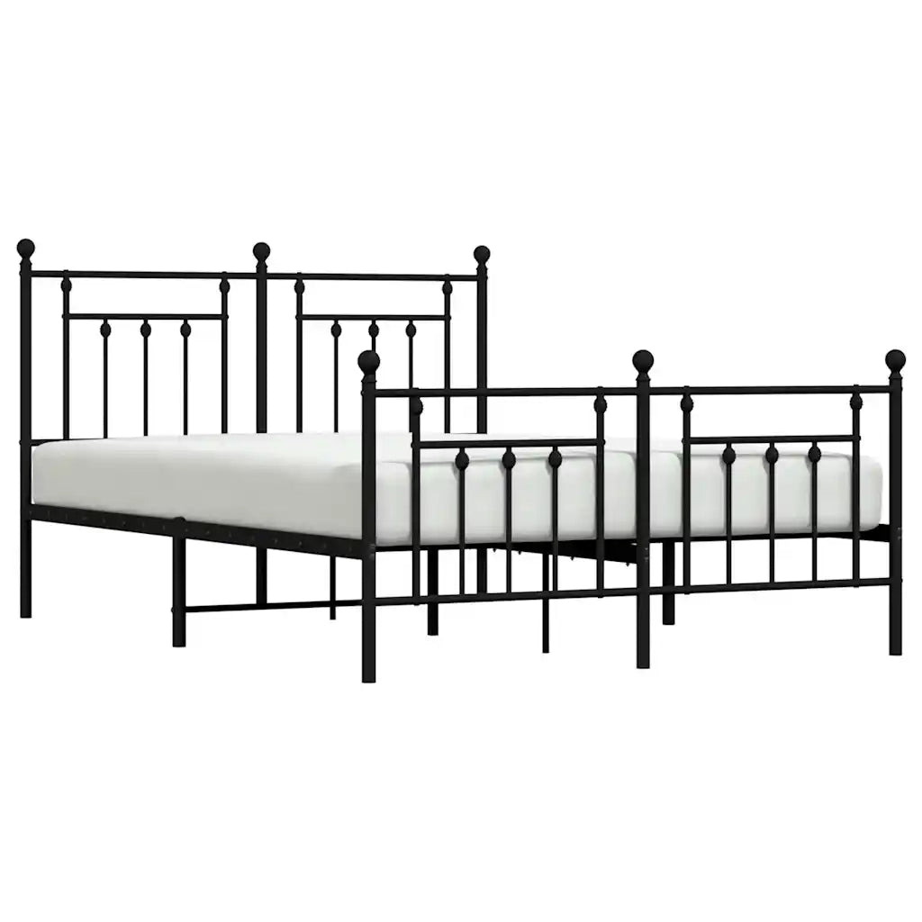 Giroletto con Testiera e Pediera-Struttura Letto Metallo Nero 150x200 cm 203473