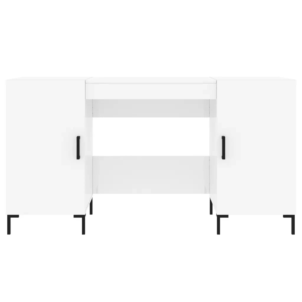 Scrivania Bianco Lucido 140x50x75 cm in Legno Multistrato 829550