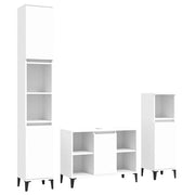 Set Mobili da Bagno | Armadio da bagno 3 pz Bianco in Legno Multistrato