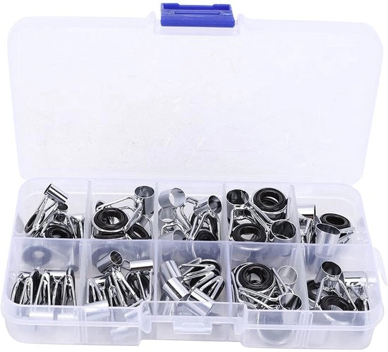 Set di guide per lenza 90 pezzi - Acciaio inossidabile - Ceramica - Sostenibile - Leggero - Adatto per acqua dolce/marina - Kit di riparazione per lenza