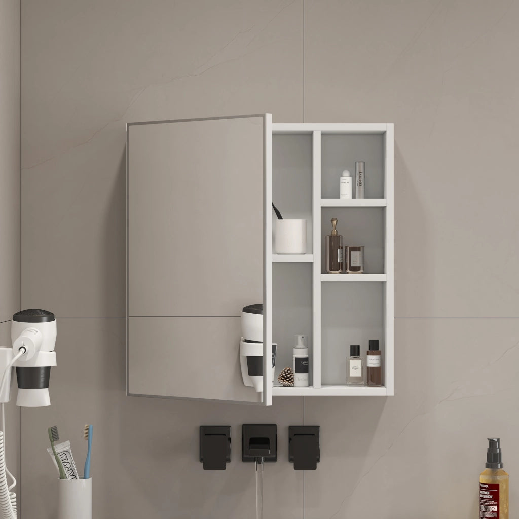 ARMADIO SPECCHIO DA PARETE 63,5x60x13 cm Bianco MDF e vetro di sicurezza