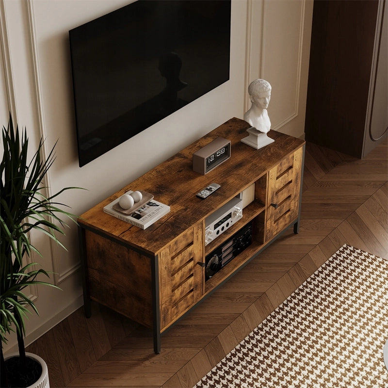 MOBILE TV CON 2 ANTE STILE VINTAGE LOFT, MARRONE RUSTICO, 110 CM