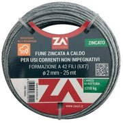 FUNE ACCIAIO COMMERCIALE 42F D  2 MM CF 10 M- ZA'- 1,0 confezione