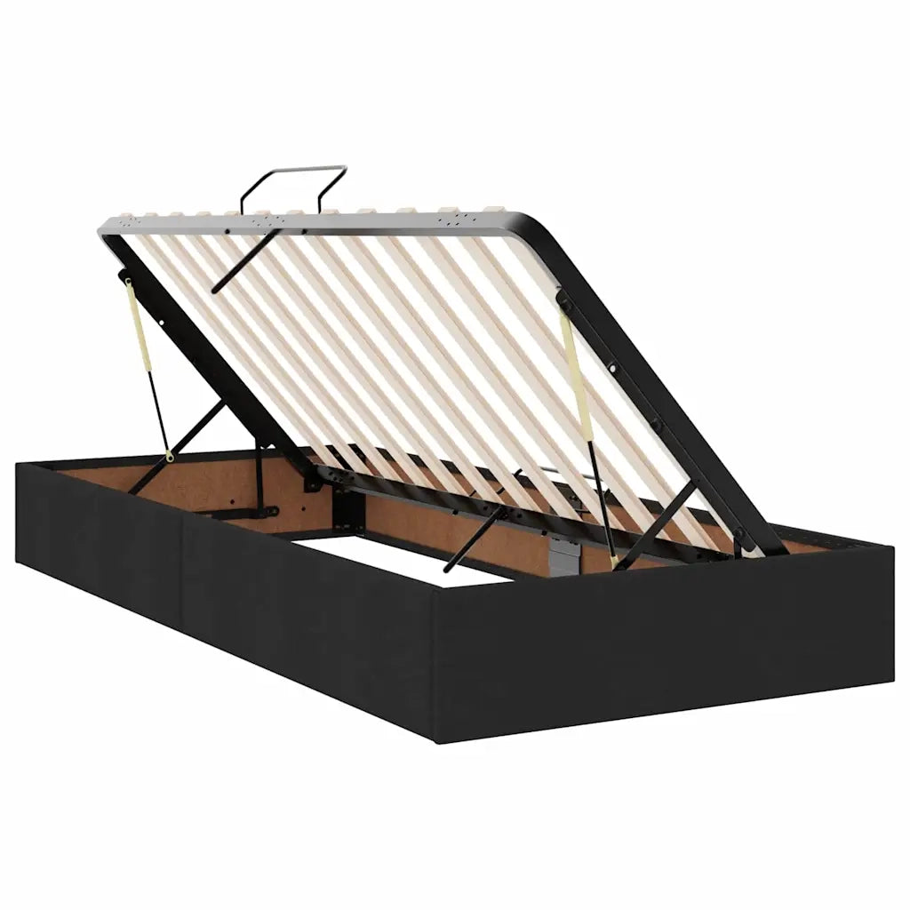 Letto con contenitore e LED con led Nero 100 x 200 cm Tessuto 3371126