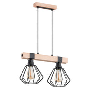 Lampada sospesa loft legno/metallo 2xE27 Alfa Fibia