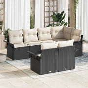 Set Divano da Giardino con cuscino 7 pcs Nero polyrattan 3345397