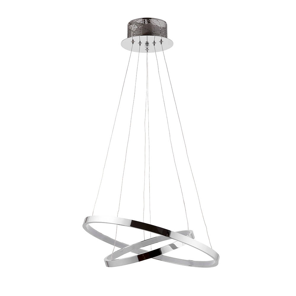 Lampada a sospensione LED anelli cromo 28W Endon KLINE