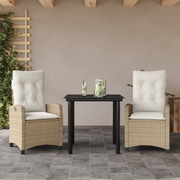 Set da Pranzo da Giardino 3 pz con Cuscini Beige in Polyrattan 3212812