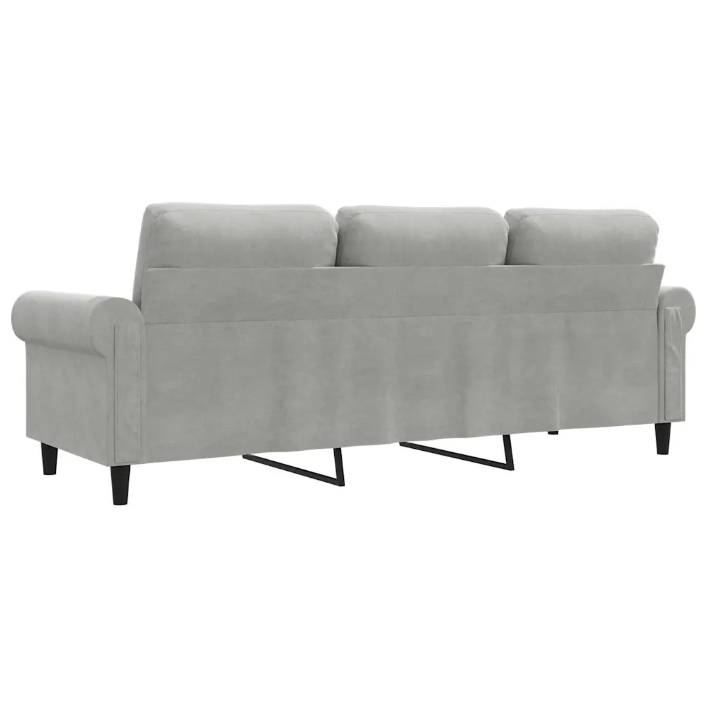 Divano a 3 Posti-Sofa 3 Posti Grigio Chiaro 180 cm in Velluto 799686