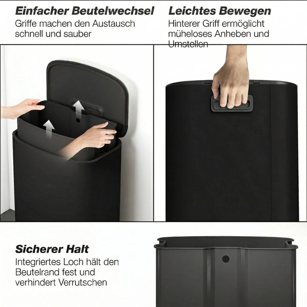 Cestino 50 litri con pedale e coperchio soft-close ¨C zephmum ¨C nero