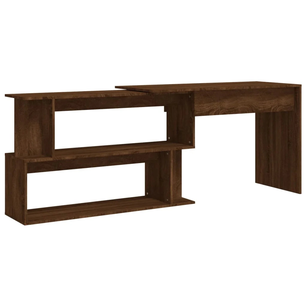 Scrivania angolare postazione computer scrivania da studio rovere 200 x 50 x 76 cm legno ingegnerizzato marrone 02_0023677