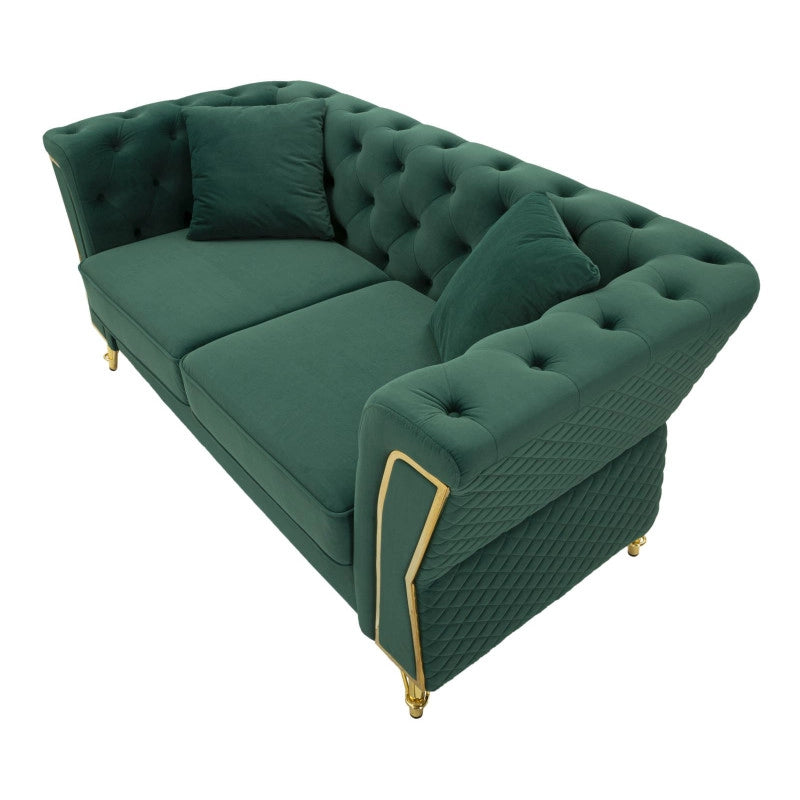 Divano Emy Verde Con Cuscini cm 162x83x76