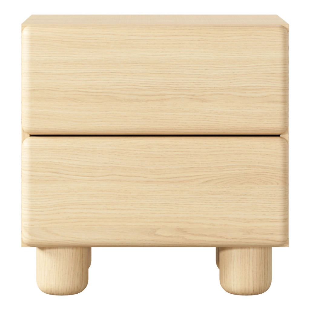 Hani, Comodino 2 Cassetti, 50x38x52h cm Marrone Rovere
