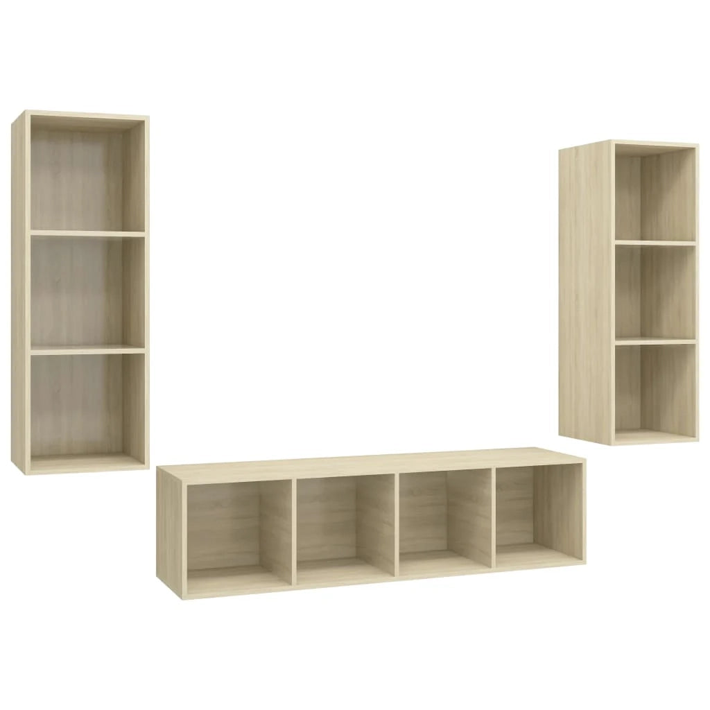 Set di mobili da 3 pezzi comprensivo di armadio credenza mobile porta TV soggiorno/camera da letto/salotto legno ingegnerizzato rovere Sonoma marrone 02_0024606