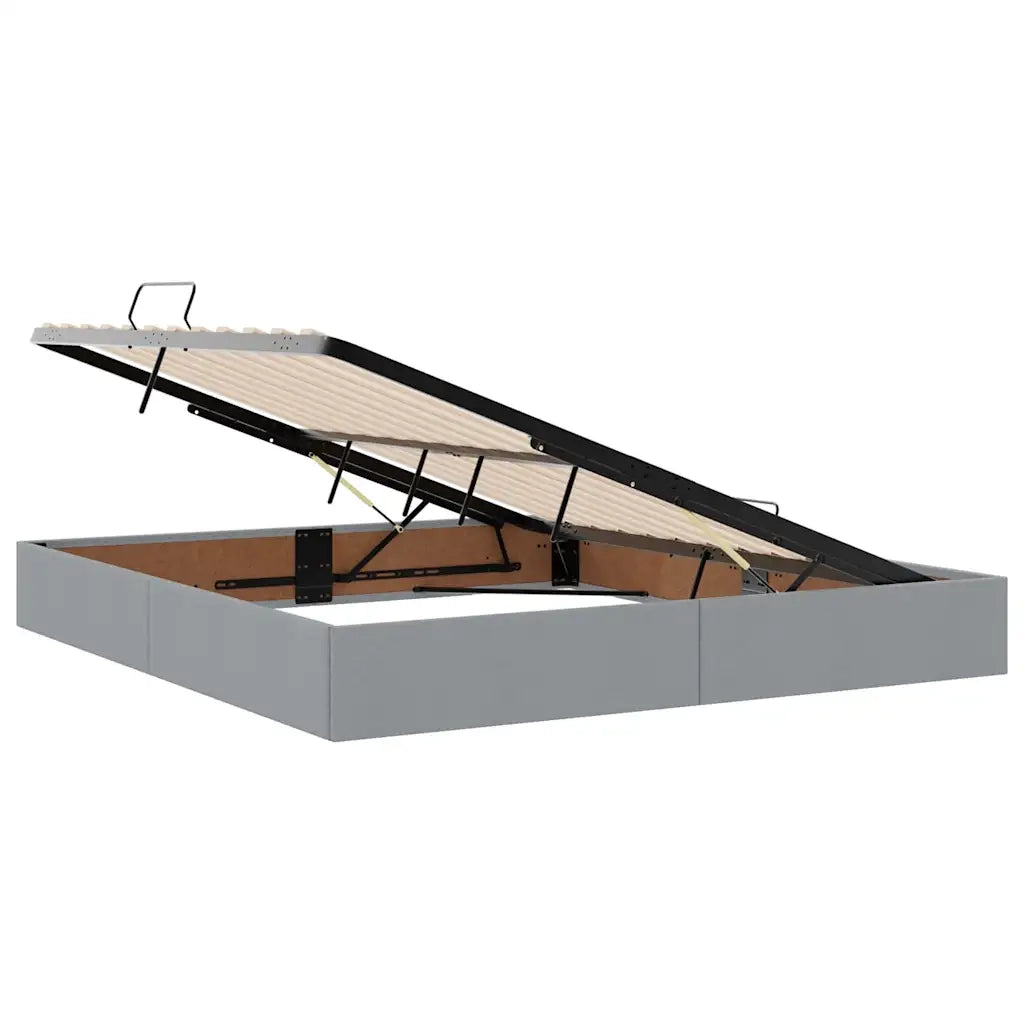 Letto con contenitore e LED Grigio chiaro 180 x 200 cm Tessuto