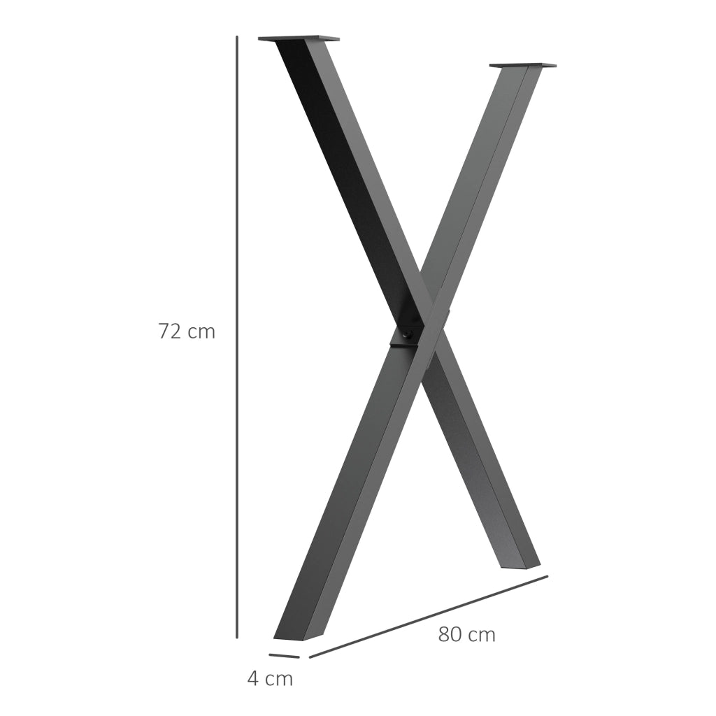 Gambe per Tavolo a X in Acciaio ¨C Xylo ¨C Nero, 80x72 cm, Set 2 Pezzi con Viti