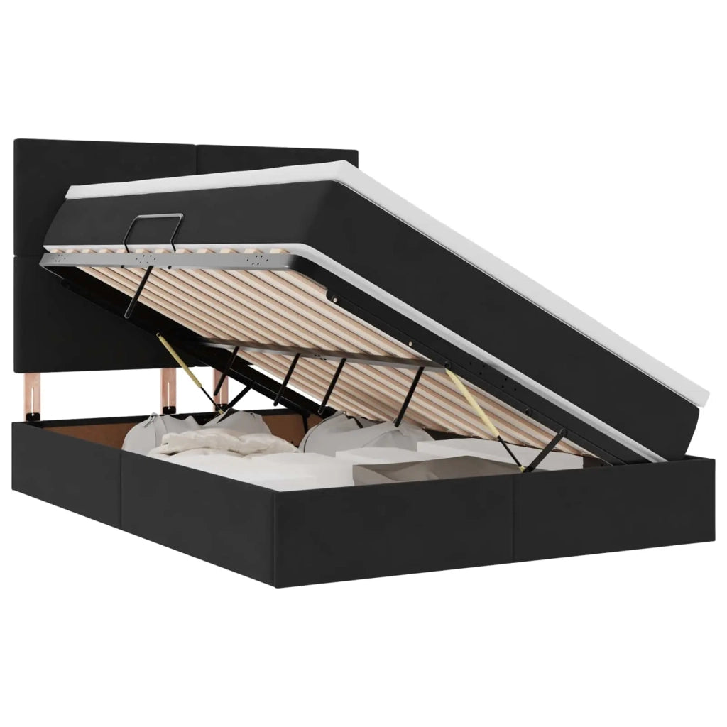Letto con contenitore e materasso Nero 140 x 200 cm Velluto