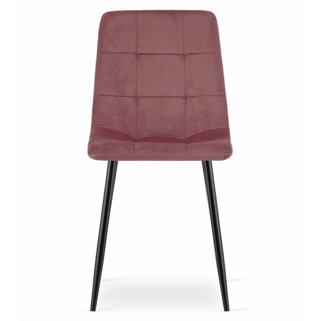 Set di 2 sedie Kara in velluto rosa antico e metallo nero