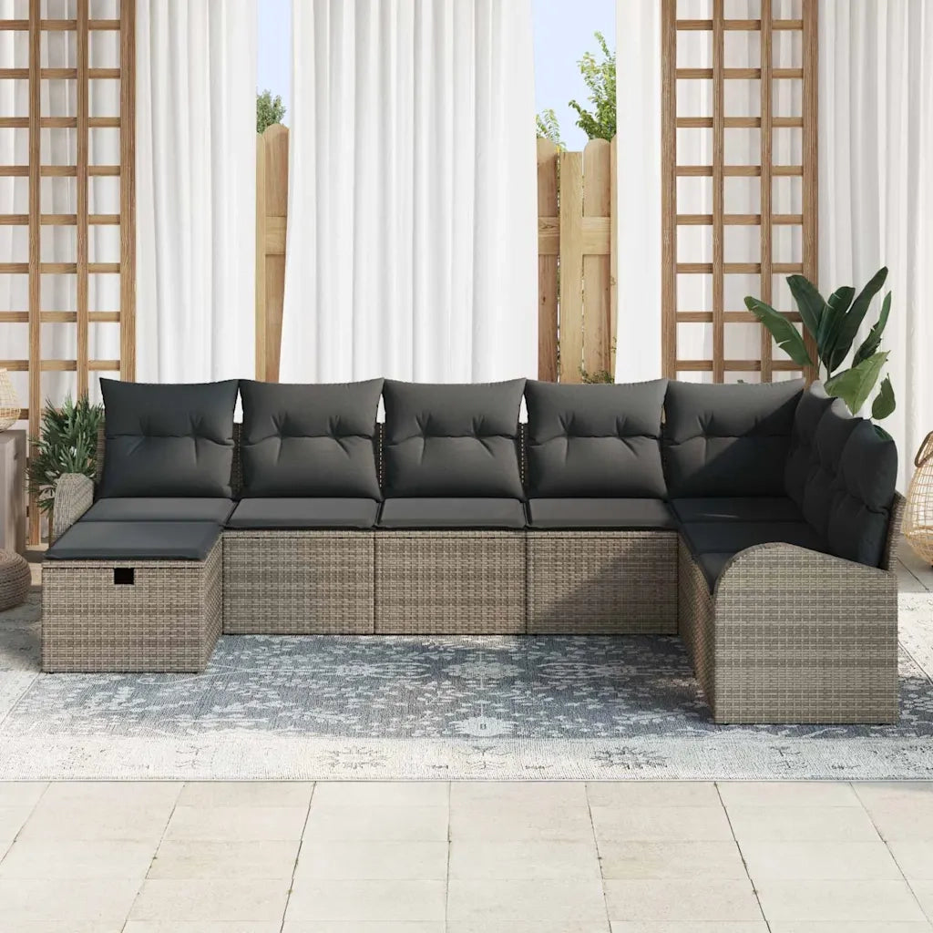 Set Divano da Giardino con cuscino 8 pcs Grigio Poly Rattan 3360460