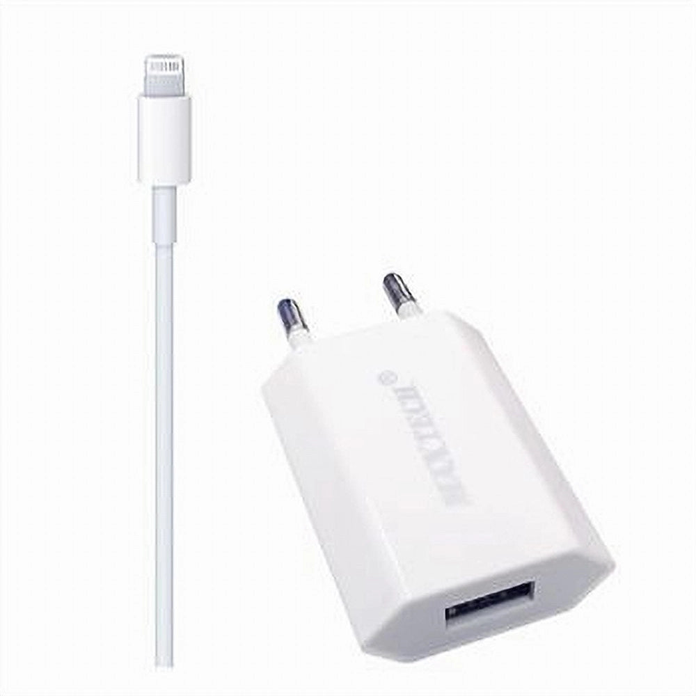 Trade Shop - Caricabatterie 2x1 Lightning Maxtech Con Adattatore Per Iphone 5v-1500ma 1mt Ms-t005 -