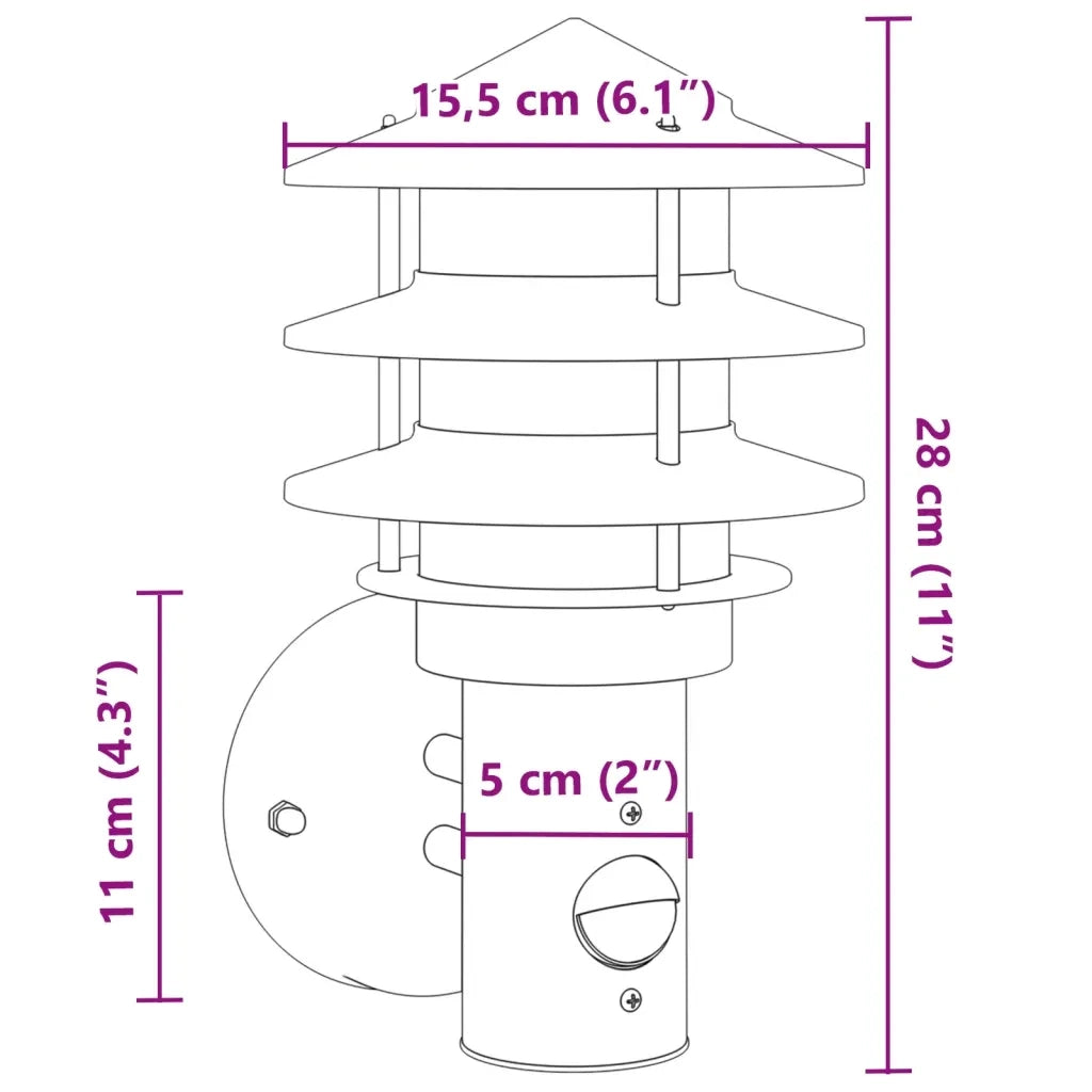 Applique per Esterno con Sensore Argento in Acciaio Inox 4006230