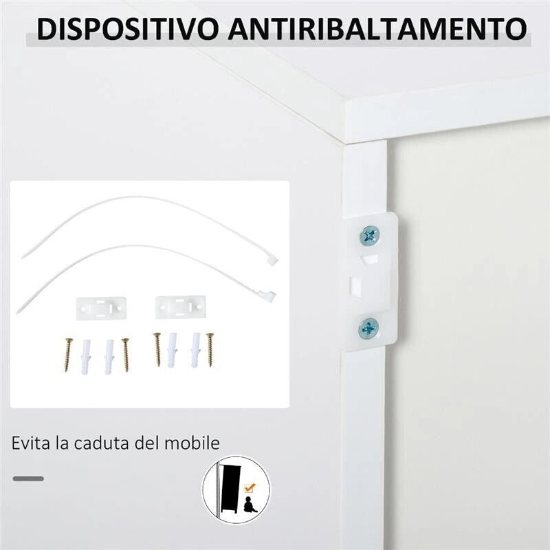 MOBILETTO MULTIUSO 2 CASSETTI E 2 ARMADIETTI APERTURA A PRESSIONE