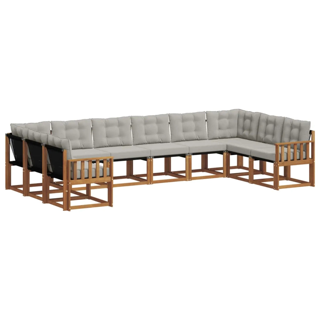 Set di divani da esterno 10 pcs Grigio Naturale e Chiaro 3369094