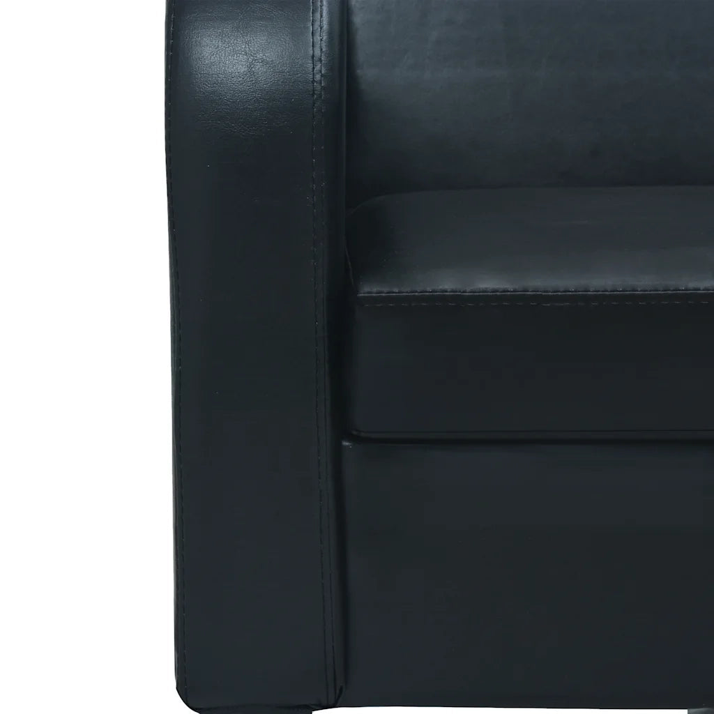 Divano a 3 Posti in Pelle Sintetica Nero 245588