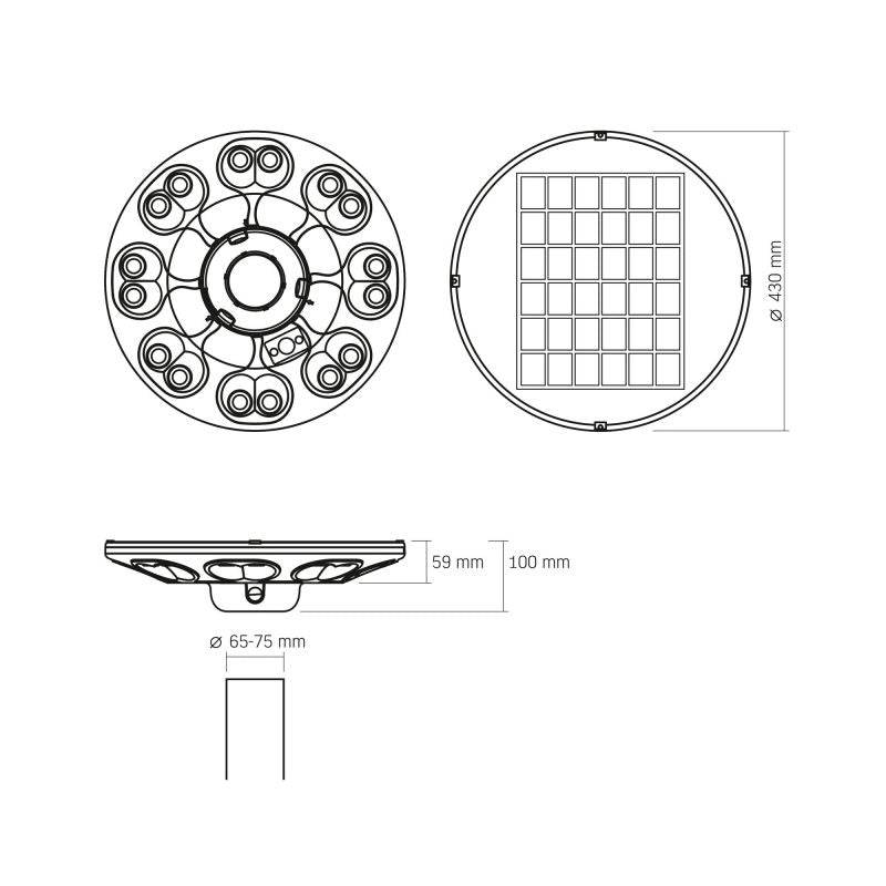 Lampione solare LED Videx 15W 1400lm PIR con telecomando IP54