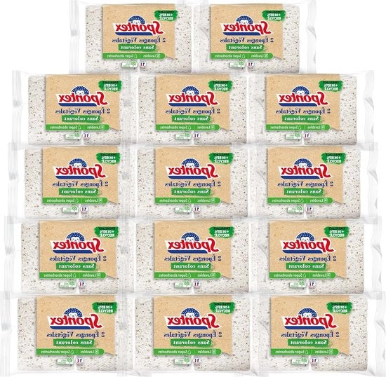 28 sponze di materiale vegetale senza coloranti - 14 confezioni - plastica riciclata - assorbe 20 volte il peso asciutto Sponze per pulizia