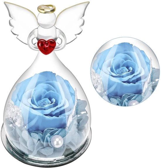 Decorazione di vasi in vetro artigianale con fiori eterni - Regalo romantico per donna - Ideale per San Valentino, Matrimonio e Compleanno - Simbolo di amore eterno - Fiori di rosa