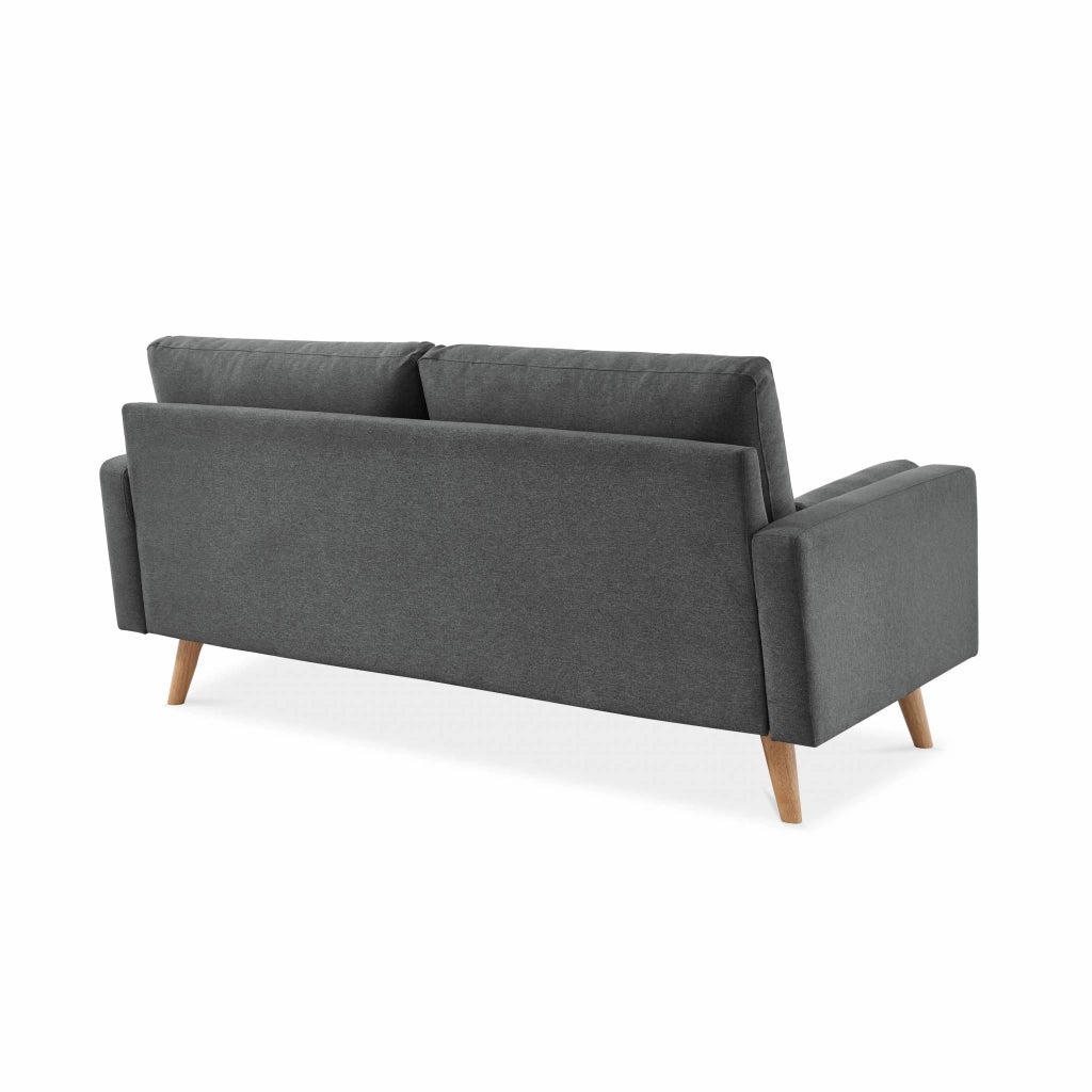 Divano in stile scandinavo in tessuto semplice, 3 posti, grigio scuro