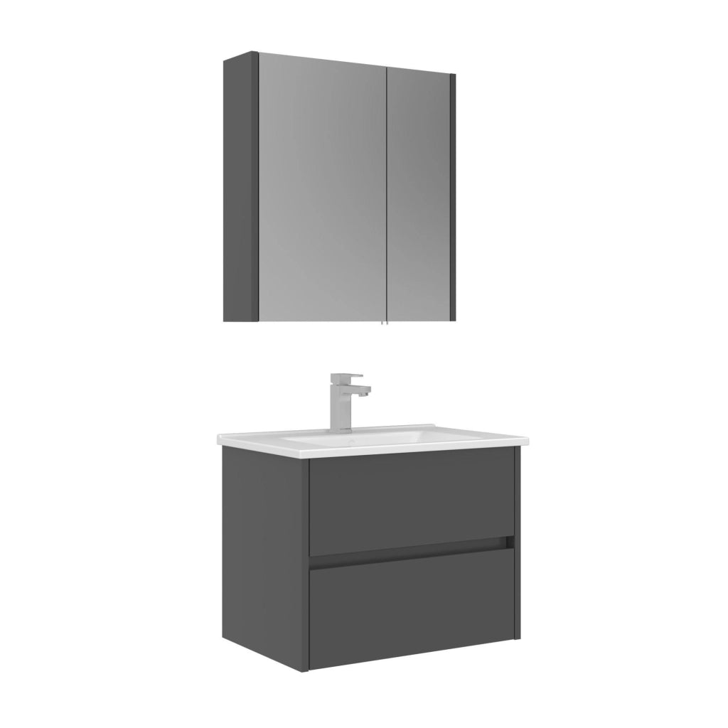 Set mobile lavabo con specchio (2 pezzi) "Arno 65" - 65 x 45 x 52 cm - Grigio