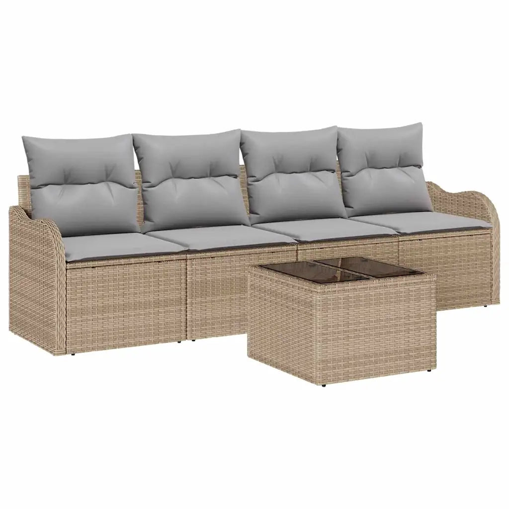 Set Divano da Giardino Beige polyrattan
