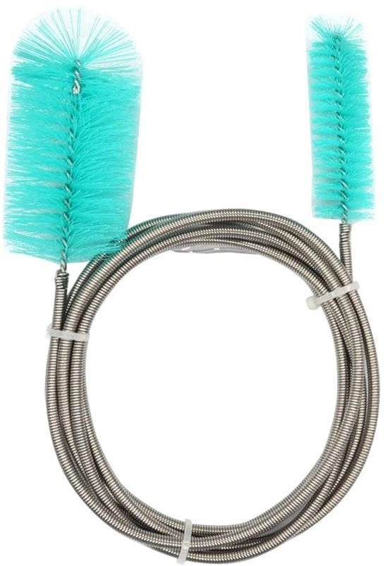 Spazzola per pulizia dei tubi flessibile - Doppia spazzola - Spazzola per scarico - Spazzola per filtro dell'acquario - Setole in nylon - Acciaio inossidabile