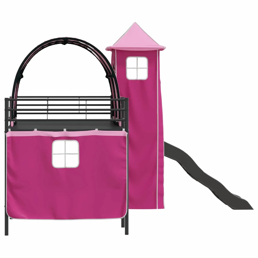 Struttura del letto loft per bambini Nero e rosa 107 x 200 cm 42020891