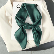 Sciarpa da donna in seta verde stampata, stile coreano, alla moda e versatile, sciarpa/fascia per il collo decorativa.