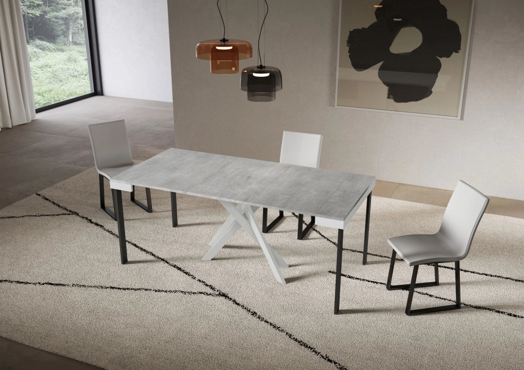Consolle allungabile 90x40/196 cm Sakuro Small Evolution Cemento gambe bianche